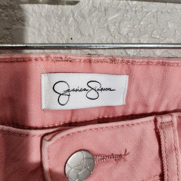 Jessica Simpson Jeans Womens 8 Pink Rolled Crop Skinny Stretch Pants Denim - Picture 2 of 16